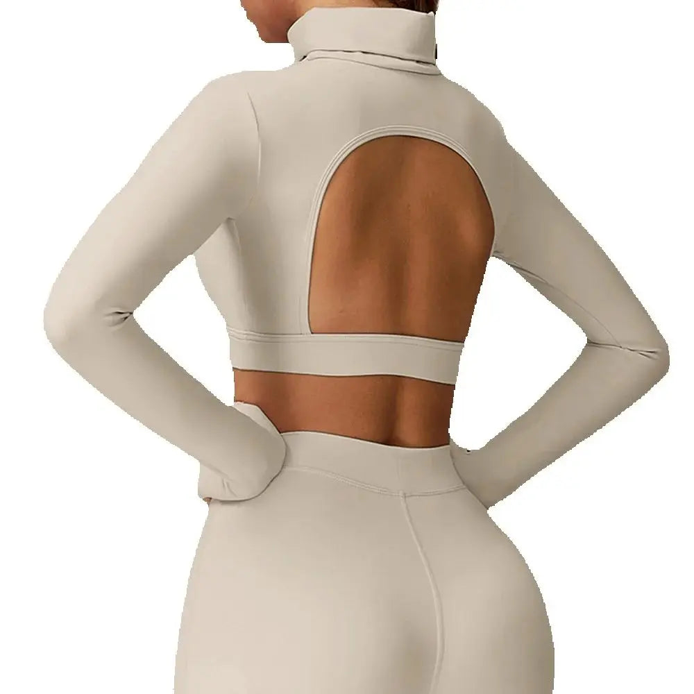 Hollow Yoga Shirts For Women Long Sleeve Fitness Running Gym Clothes Workout Dry Fit Breathable High Elastic Push Up Sports Top