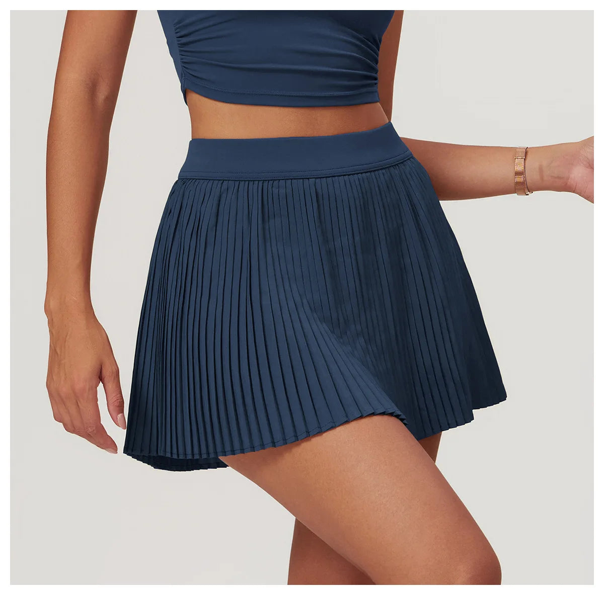 Women Pleated Sports Tennis Skirts Women High Waist Yoga Fitness Short Skirt With Pockets Gym Golf Loose Mini Skirt With Pockets