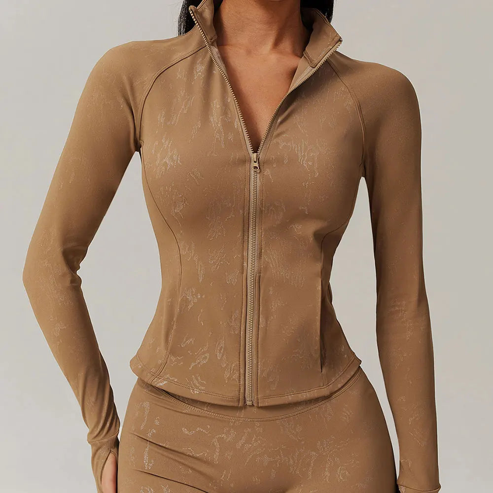 Zipper Jacket Women Yoga T-shirts Crop Tops Solid Sports Top Long Sleeve Running Shirts Sexy Quick Dry Fitness Gym Sport Wear