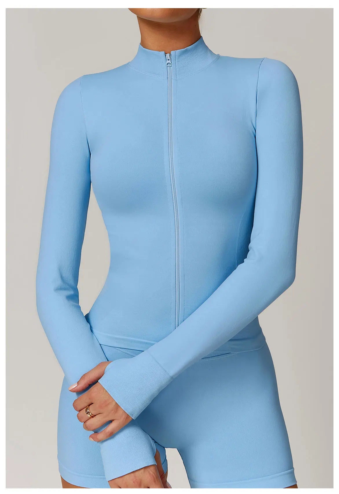 Seamless Yoga Slothes Women's Top Standing Collar Long Sleeved Sports Jacket Running Training Fitness Top Windproof Running Suit