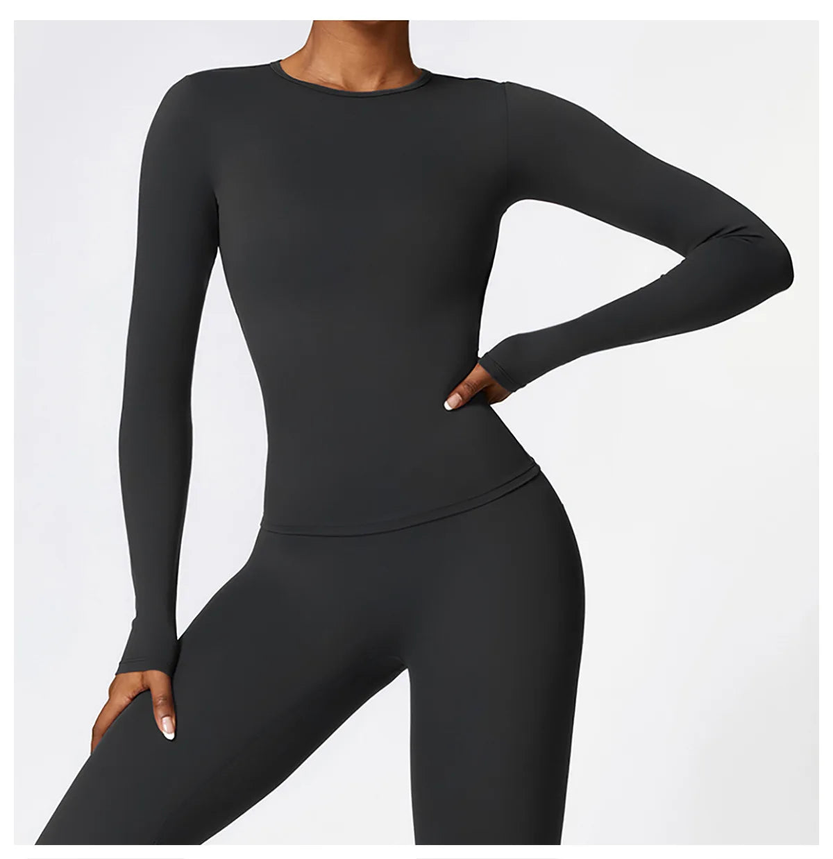 Yoga T-shirts Solid Sports Top Women Long Sleeve Gym Workout Running Shirts Sexy Exposed Navel Quick Dry Fitness Gym Sport Wear