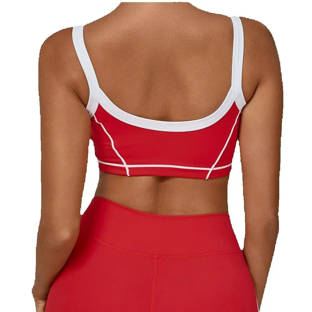 Patchwork Sports Bra Anti-Sweat Fitness Top Women Yoga Bra Shockproof Crop Top Push Up Sport Bra High Strength Gym Workout Top