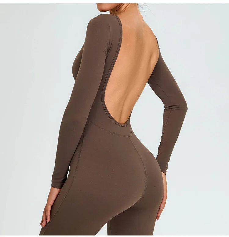 Fitness Rompers Women Gym Set Training Yoga Suit Sportswear Women Sports Jumpsuit Long Sleeved Stretch Push Up Workout Bodysuits