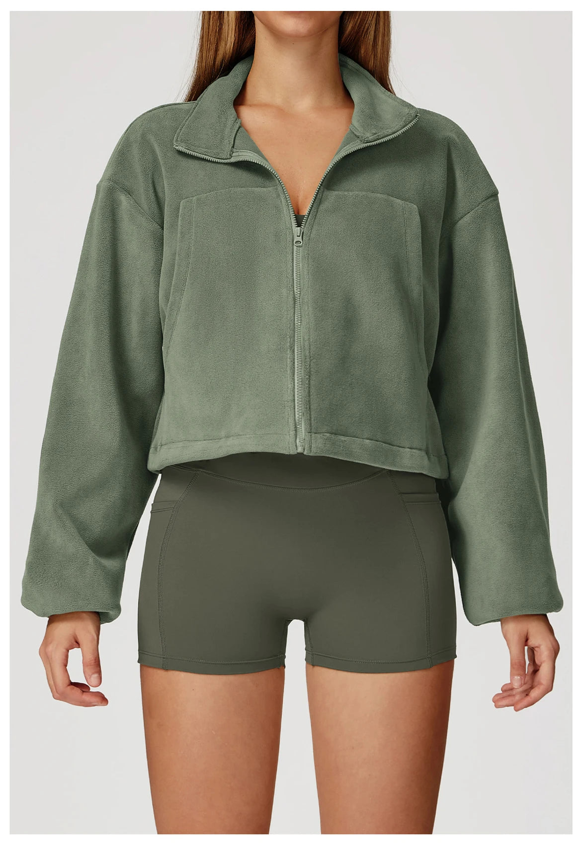 Winter Yoga Jacket Women Long Sleeved Stand Up Collar Windproof Warm Fleece Drawstring Jacket Running With Fleece Sports Jacket