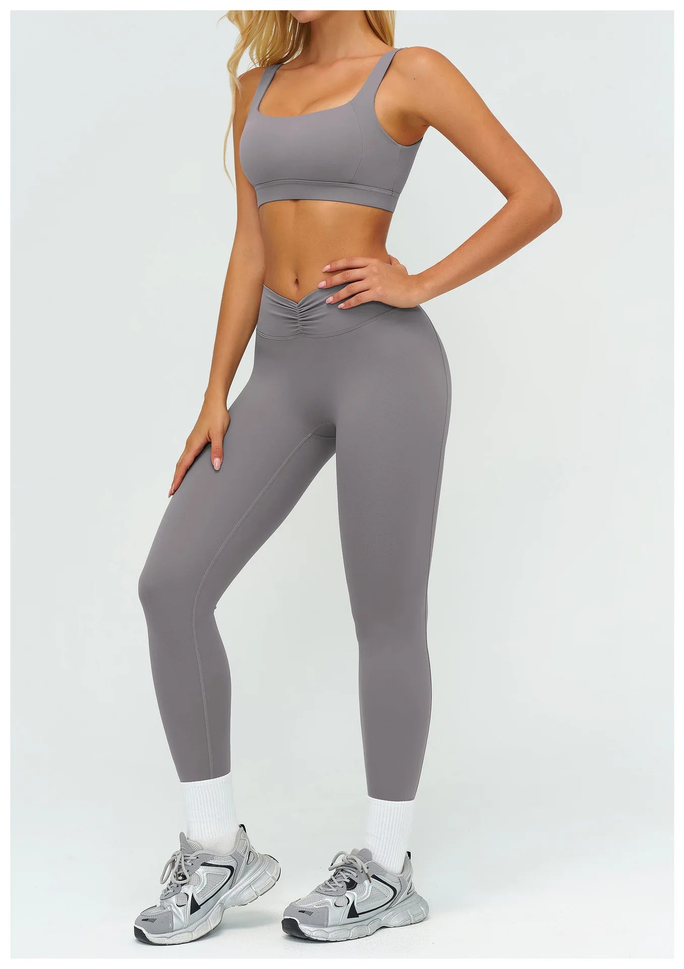 2PCS Yoga Set Women's Tracksuit Fitness Suit Sportswear Workout Sports Bra High Waist Leggings Gym Clothing Sports Shorts Suit