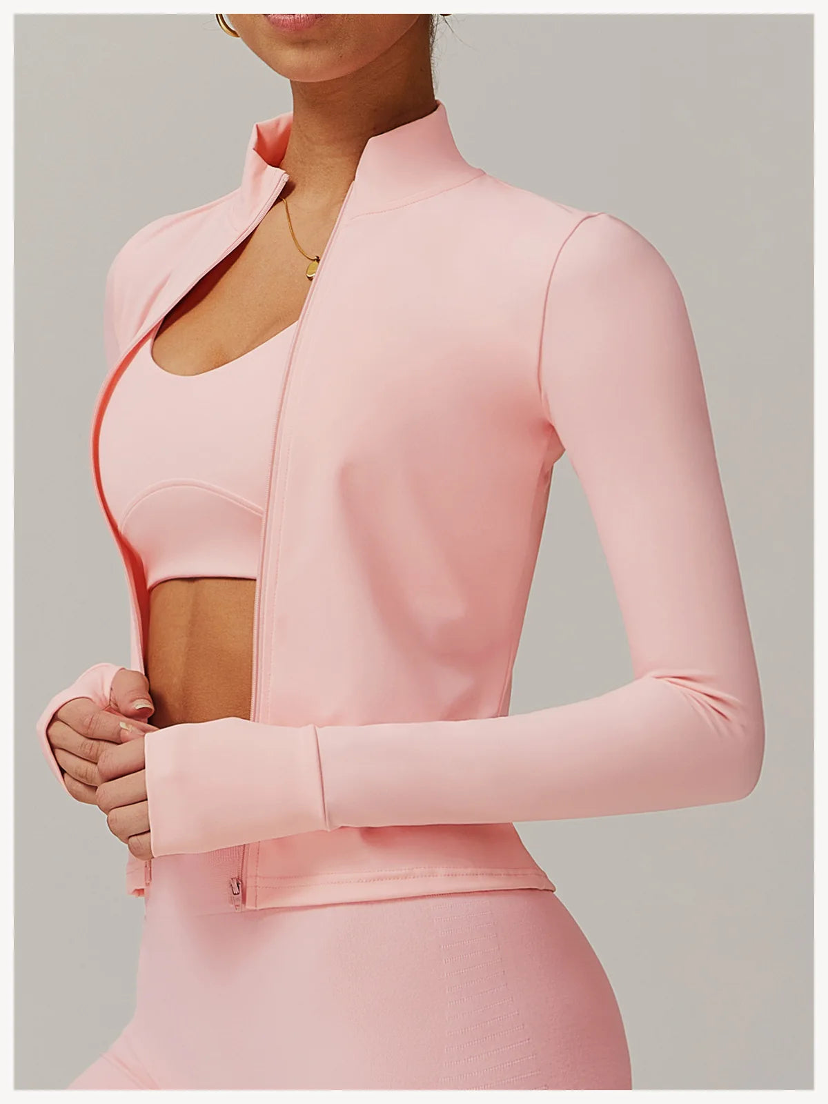 Women Zipper Jacket Yoga T-shirts Solid Sports Top Long Sleeve Crop Tops Running Shirts Sexy Quick Dry Fitness Gym Sport Wear
