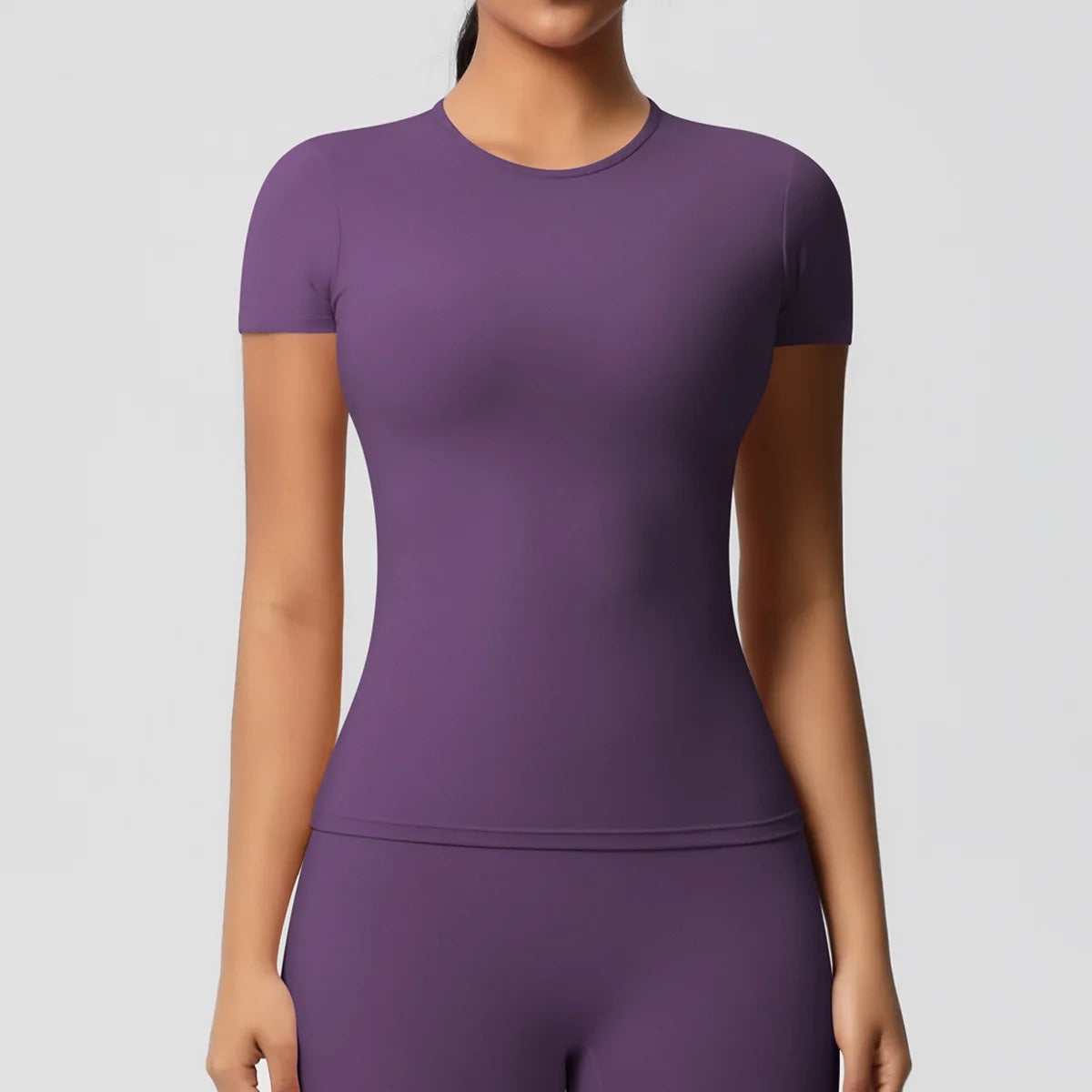 New Women Running Sports T Shirt Summer Short Sleeve Round Neck Breathable Stretchy Gym Yoga Slim Fitness Active Top Tee