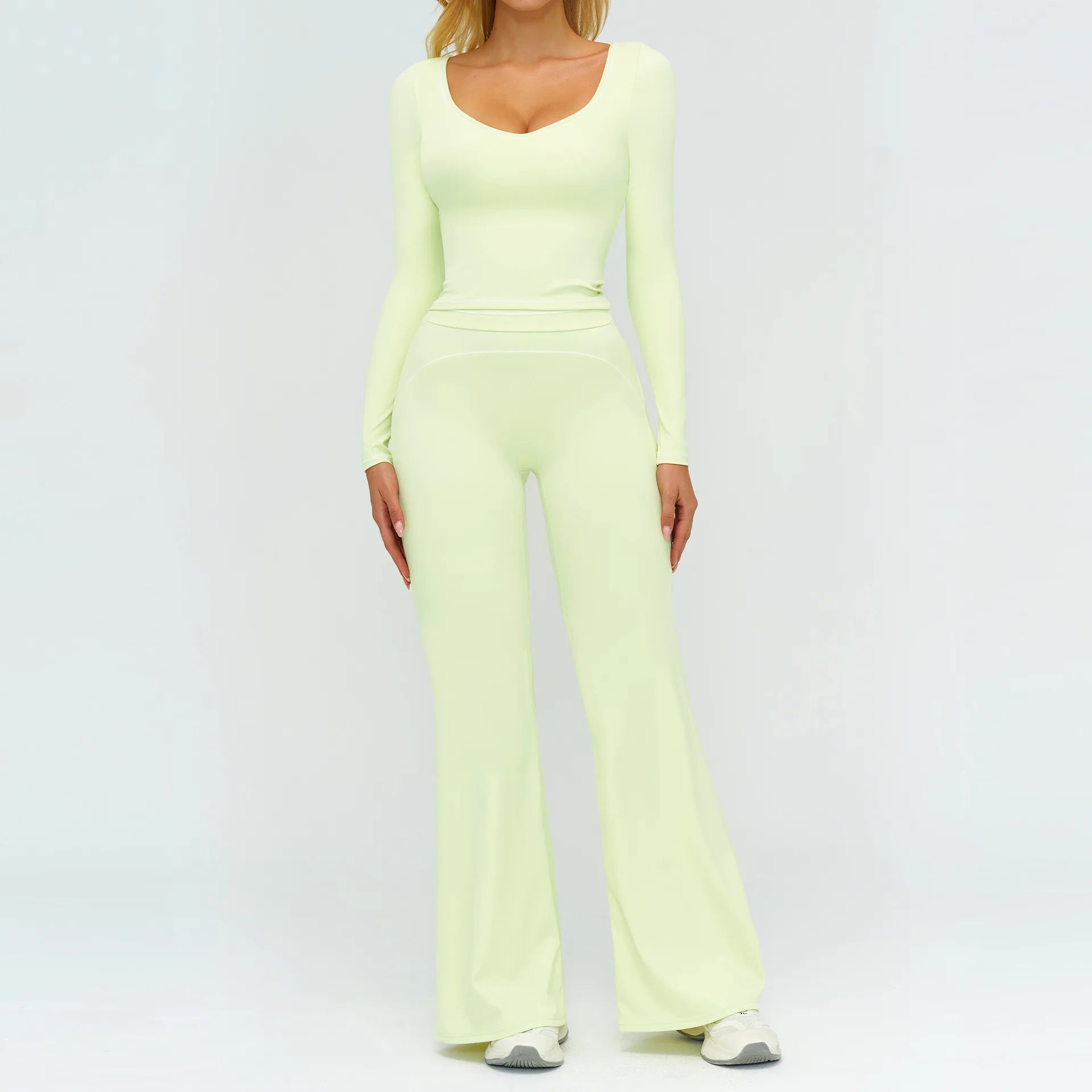 Yoga Set Women Tracksuit 2PCS Sportswear Workout Clothes Athletic Wear Gym Leggings Fitness Outfits Top Long Sleeve Sports Suits