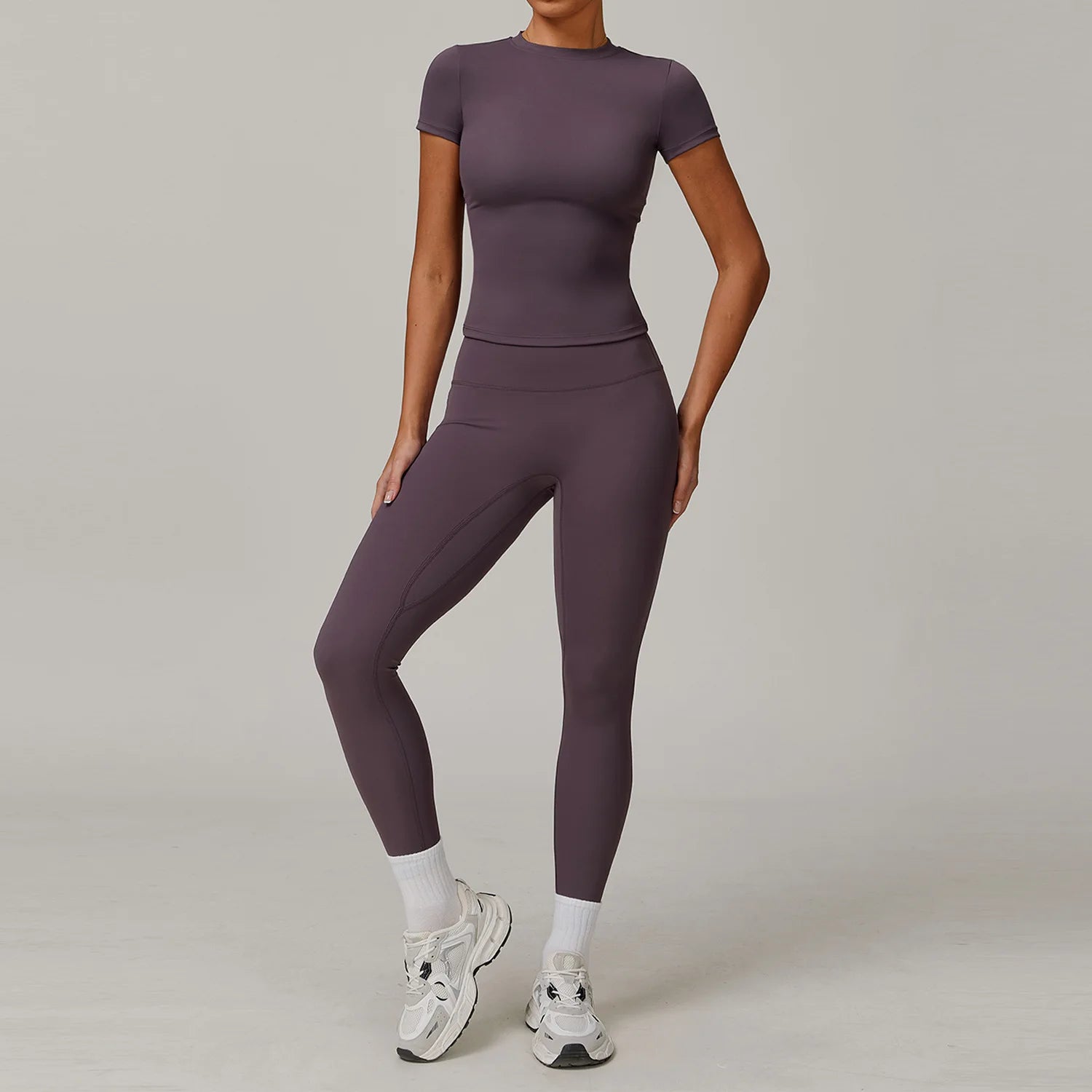 2PCS Yoga Set Sports Suit For Women Fitness Short Sleeve Tracksuits Sports Bra High Waist Leggings Gym Sports Clothes Sportswear