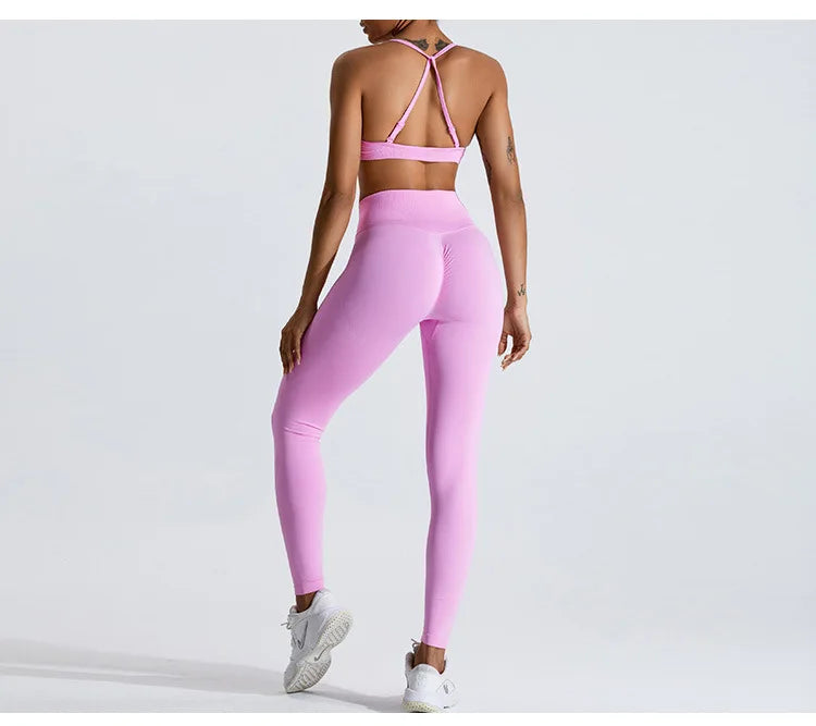 Women Sports Underwear Scrunch Push-up High Support Adjustable Thin Shoulder Strap Tank Fitness Top Seamless Workout Yoga Bras