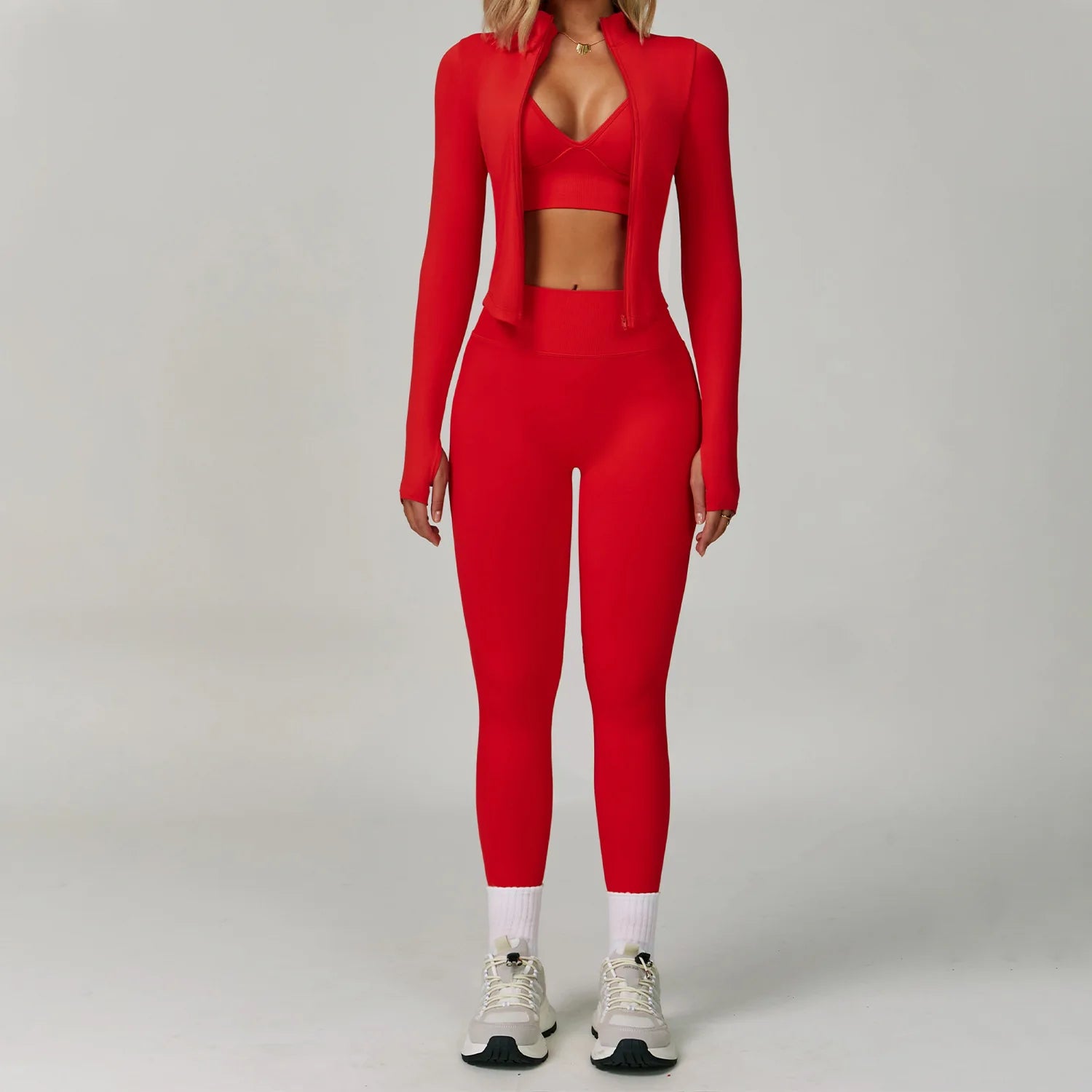 3PCS Yoga Set Seamless Sports Set Women Tracksuit Quick-Drying Gym Set Women Tracksuit Running Workout Long Sleeve Yoga Clothing