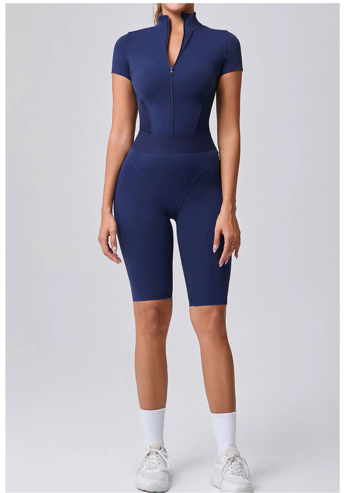 Women's Tracksuit Jumpsuits One-Piece Suit Zipper Short SleevesYoga Set Gym Push Up Workout Clothes Fitness Bodysuit Sportswear