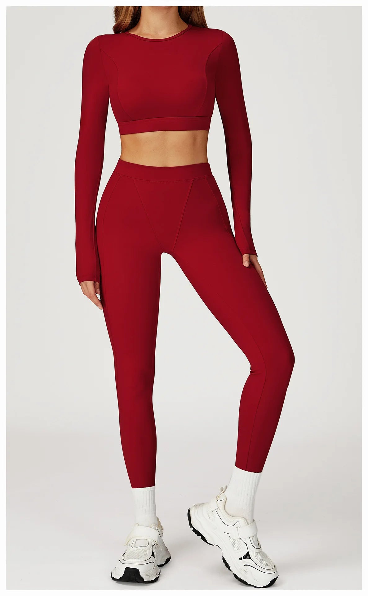 2PCS Yoga Set Gym Clothes Sportswear Yoga Suits For Women Outfits Fitness Set Tracksuits Sports Bra Gym Long Sleeved Leggings