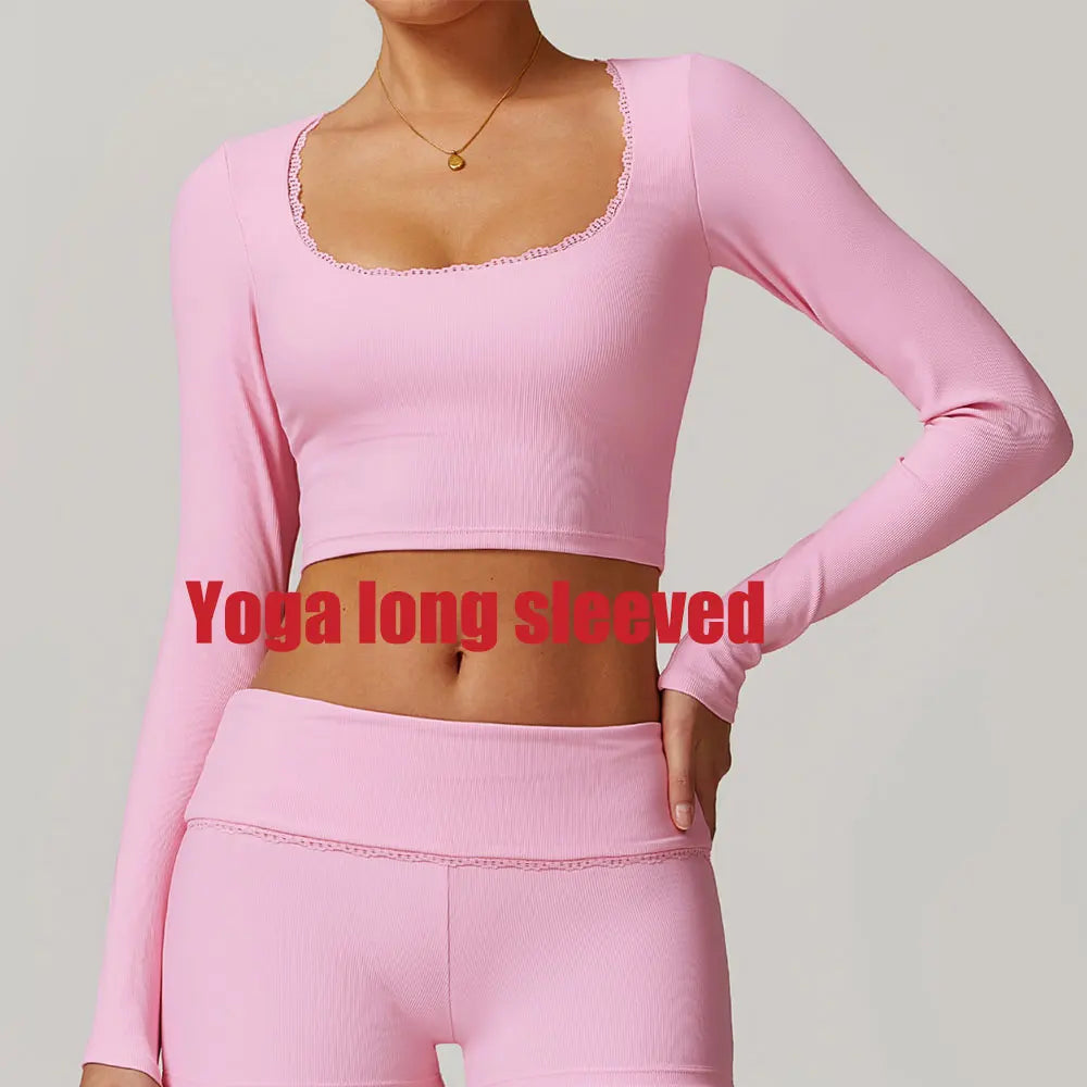 Ribbed Yoga Shirts For Women Long Sleeve Fitness Running Gym Clothes Push Up Workout Dry Fit Breathable High Elastic Sports Top