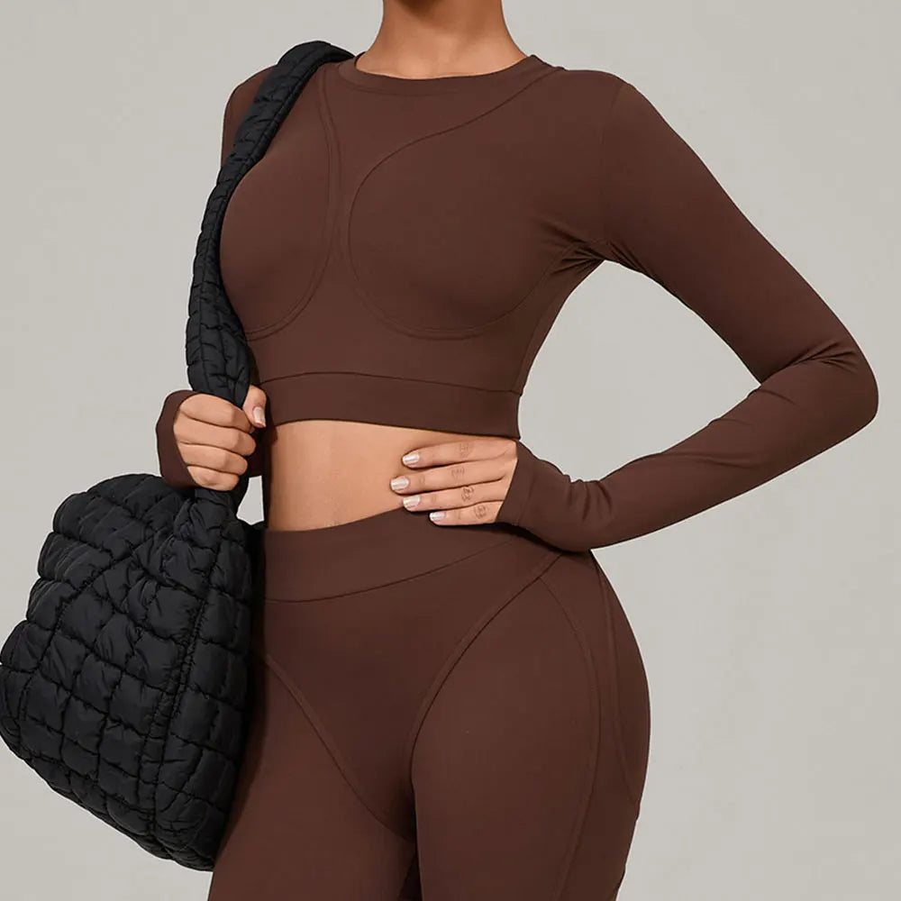Women Yoga Shirts Crop Top Fitness Long Sleeves Push Up Shirts Women Yoga Sports Gym Clothes Running Quick-drying Workout Tops