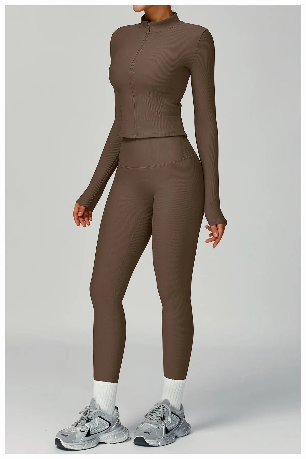 Women Tracksuit 2PCS Yoga Suit Sports Set Quick-Drying Gym Set Running Workout Zipper Long Sleeve Sports Shorts Yoga Clothing