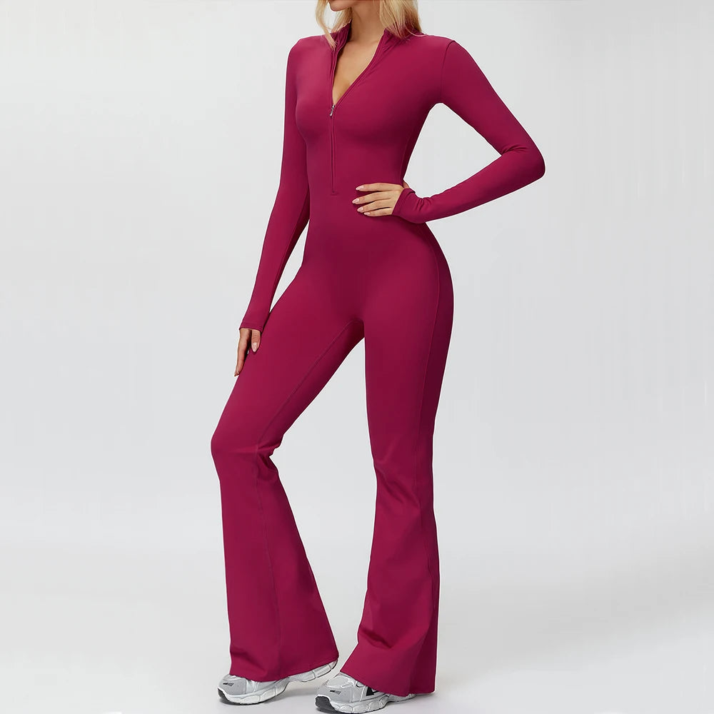 Winter Yoga Suit Gym Set Women Tracksuit Thicken Sportswear Zipper Fitness Long Sleeved Sports Jumpsuit Push Up Workout Clothes
