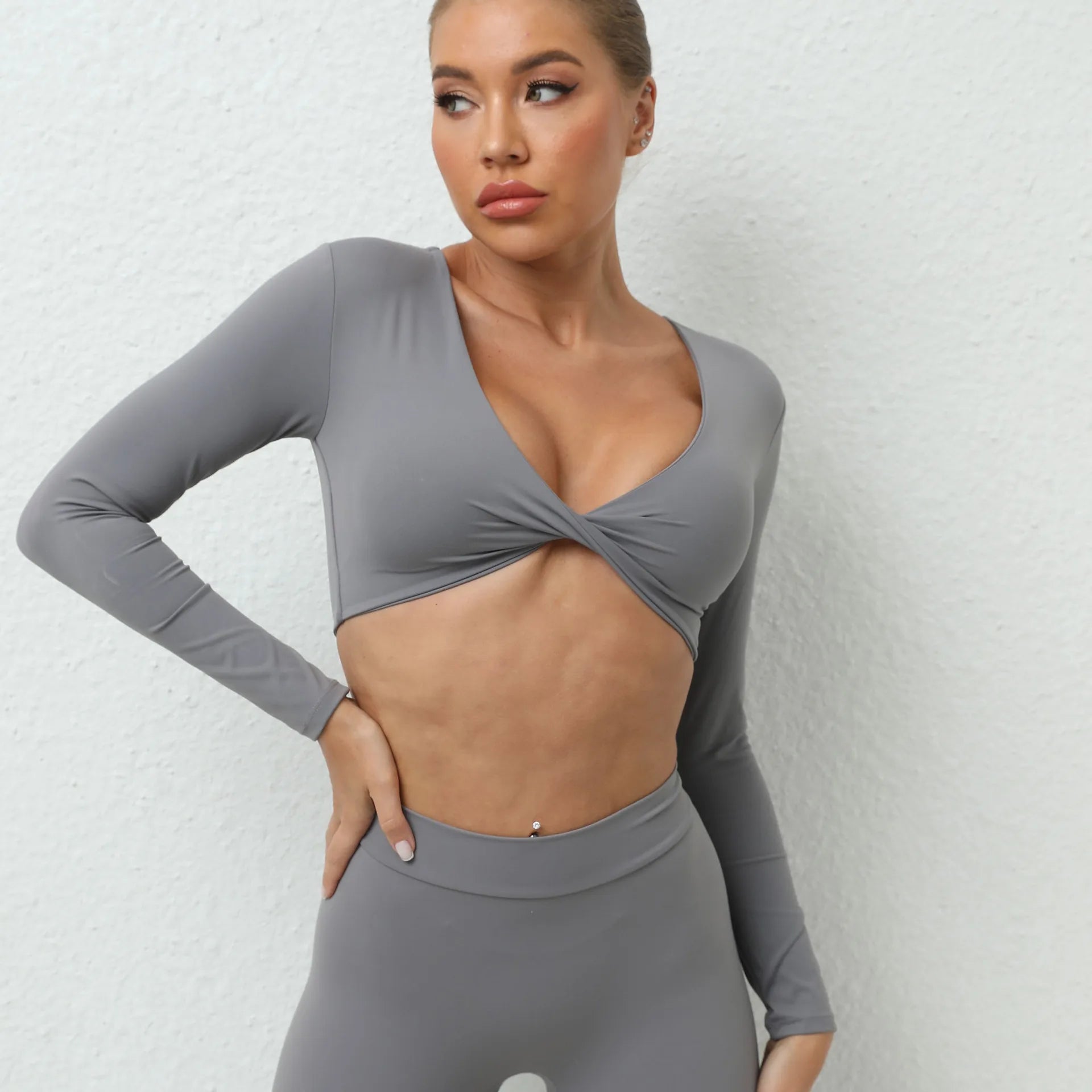 Women's Shirt Crop Top Fitness Shirts Gym Running Workout Long Sleeve T-shirt Sexy Sports Top Woman Yoga Tops Push Up Activewear
