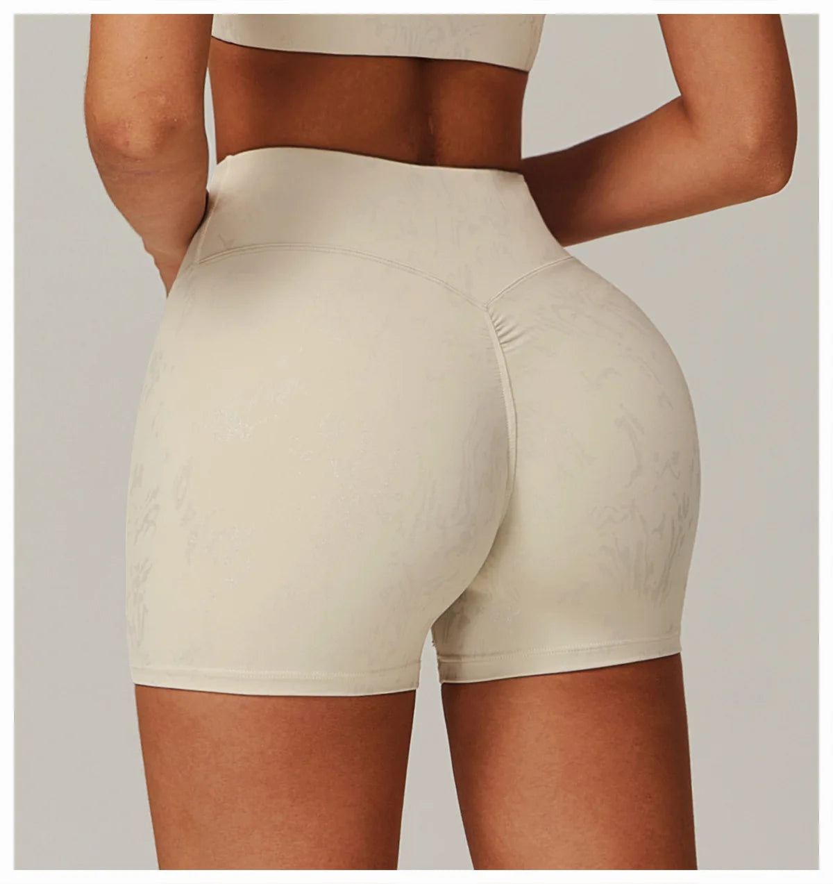 Elastic Yoga Shorts Women High Waist Tummy Control Ruched Booty Pants Printed Butt Lifting Push Up Gym Workout Compression Tight