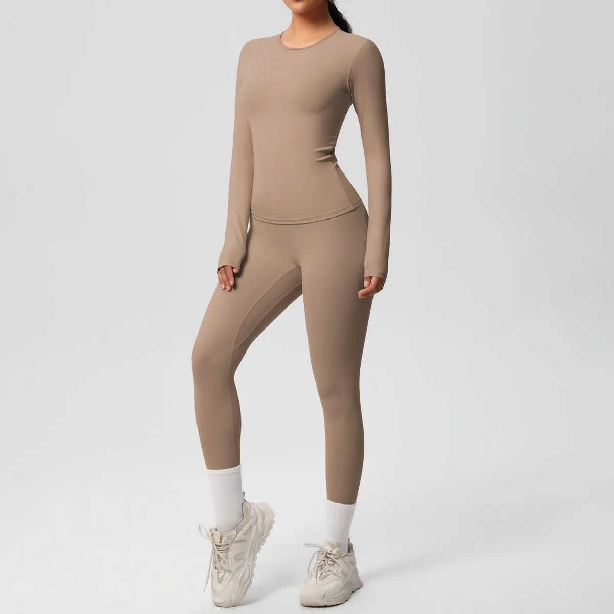 2PCS Yoga Suit Sports Set Women Sportswear Gym Set Women Tracksuit Running Workout Long Sleeve Sports Shirt Yoga Clothing