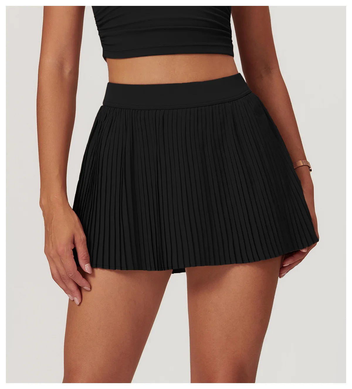 Women Pleated Sports Tennis Skirts Women High Waist Yoga Fitness Short Skirt With Pockets Gym Golf Loose Mini Skirt With Pockets