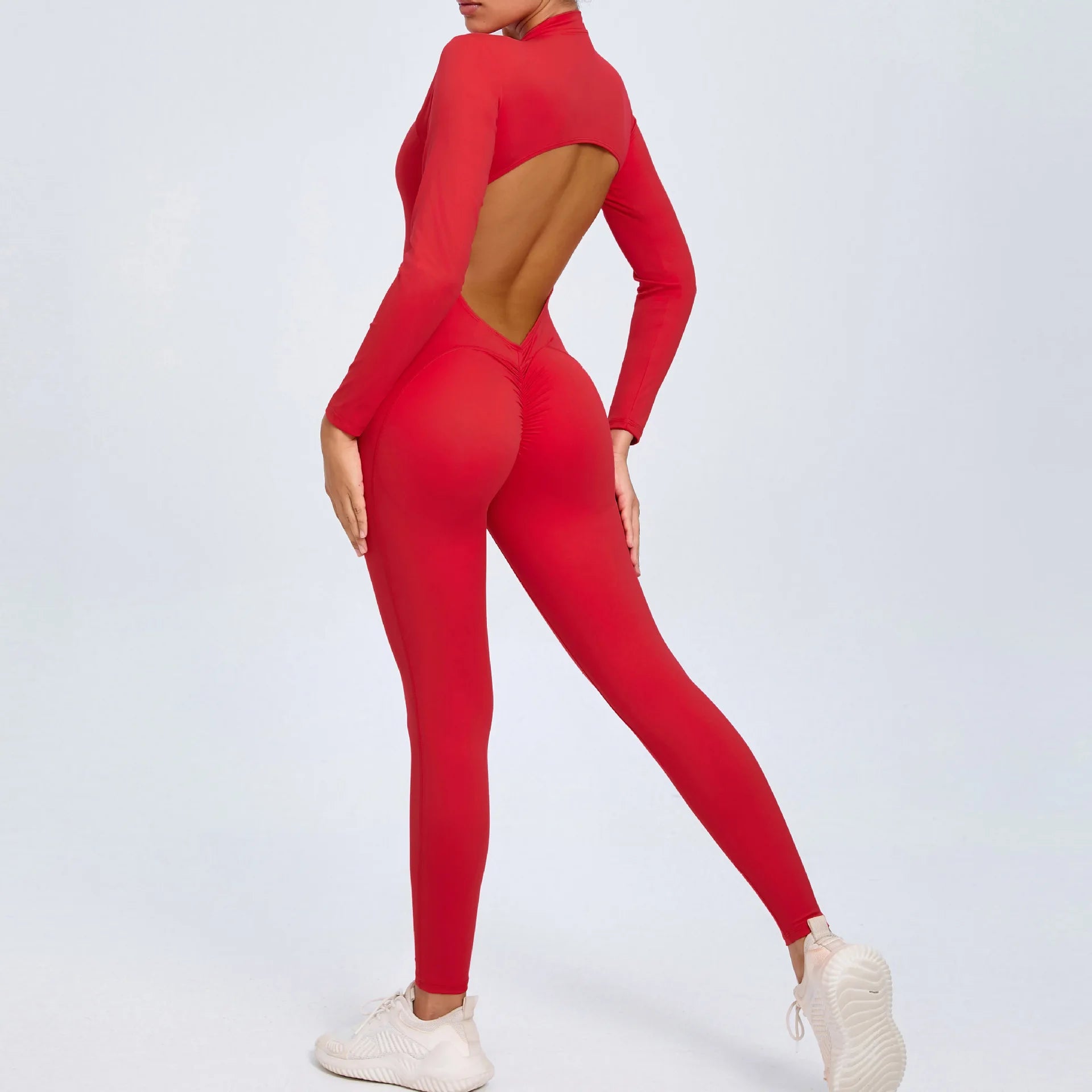 Backless Rompers Yoga Long Sleeved Women's Sportswear Gym Zipper Jumpsuits Workout Bodysuit Fitness One-piece Skin-tight Garment