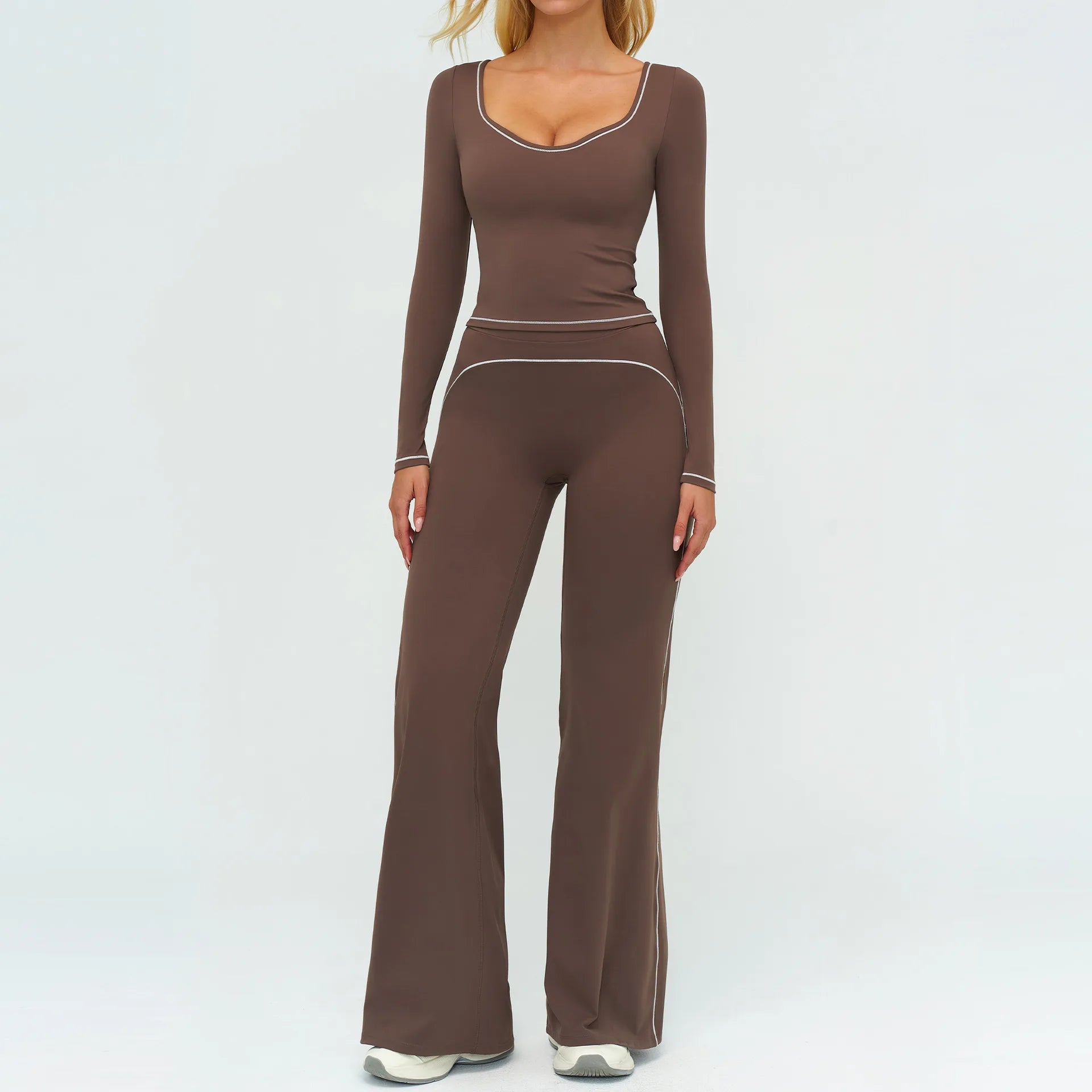 Yoga Set Women Tracksuit 2PCS Sportswear Workout Clothes Athletic Wear Gym Leggings Fitness Outfits Top Long Sleeve Sports Suits