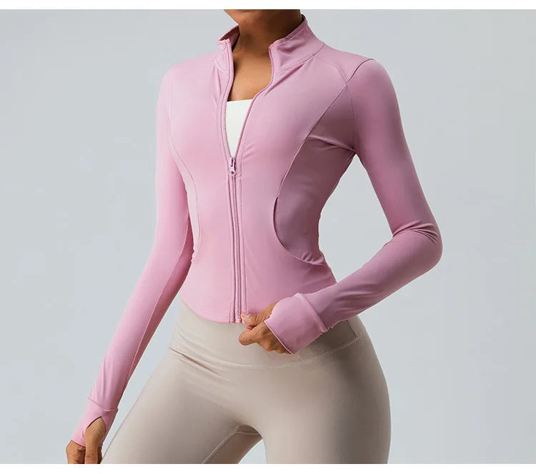 Yoga Long Sleeve Sports Jacket Women Zipper Fitness Yoga Shirt Gym Top Activewear Running Coats Workout Clothes For Cycling Tops