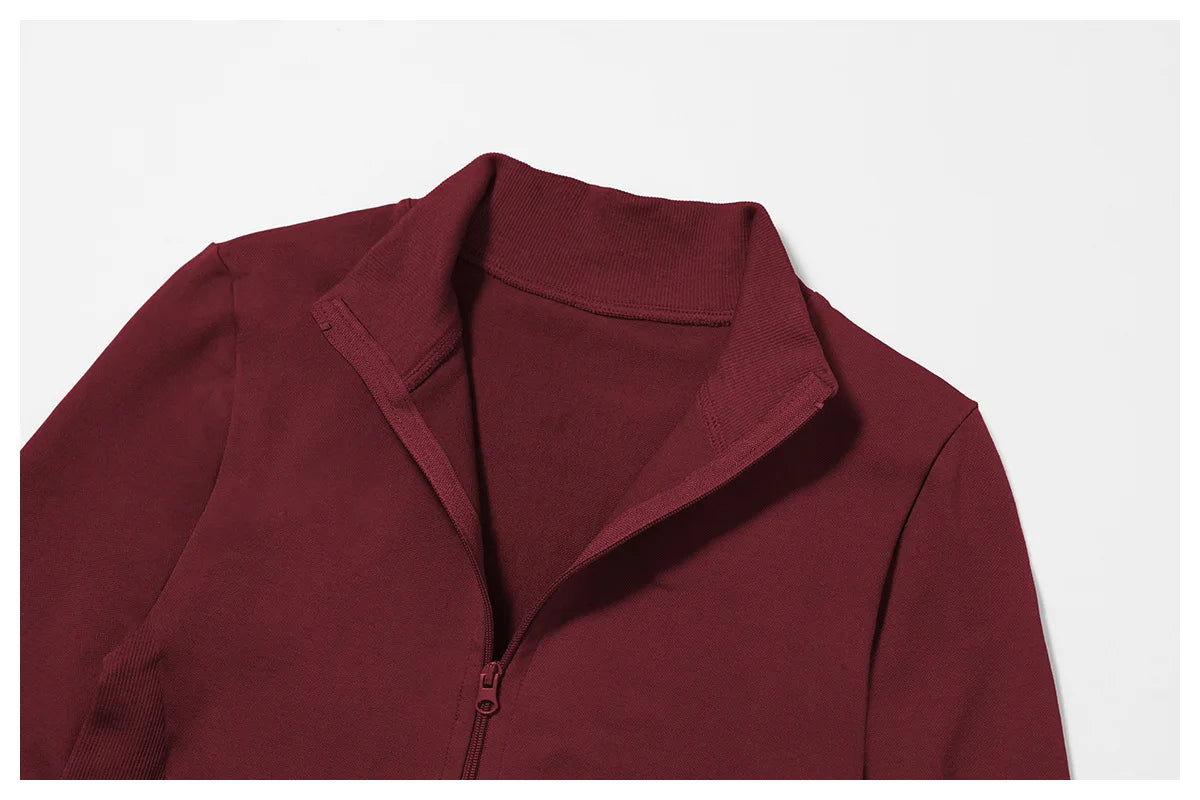 Seamless Yoga Slothes Women's Top Standing Collar Long Sleeved Sports Jacket Running Training Fitness Top Windproof Running Suit