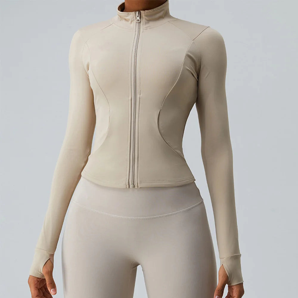 Yoga Long Sleeve Sports Jacket Women Zipper Fitness Yoga Shirt Gym Top Activewear Running Coats Workout Clothes For Cycling Tops