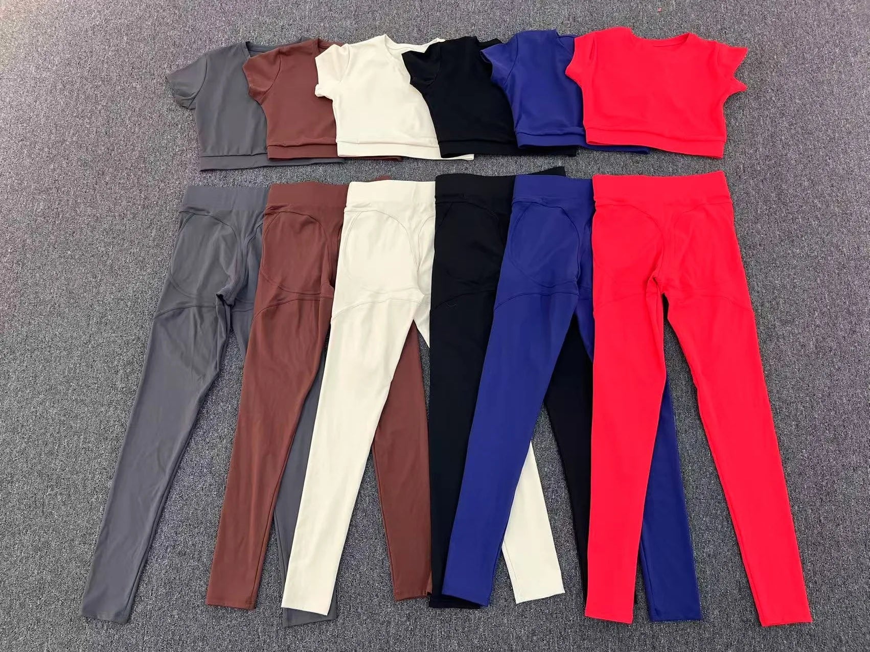 2PCS Yoga Set Gym Clothes Seamless Sportswear Yoga Suits Women Fitness Tracksuits Sports Short Sleeves Gym Leggings Sports Suits