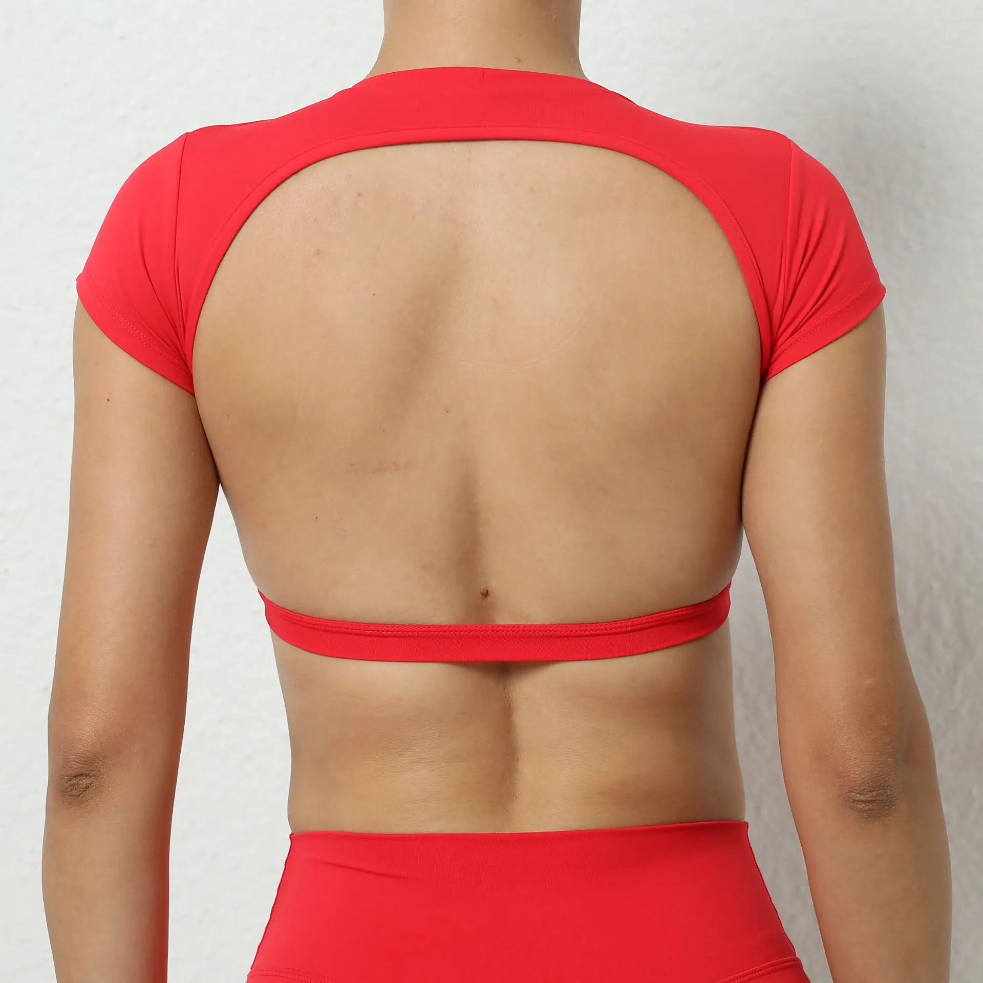 Women Short Sleeve Hollow Crop Top Yoga Short Sleeve Fitness Workout Tops Push Up Gym Shirt Sportswear Running T-shirts
