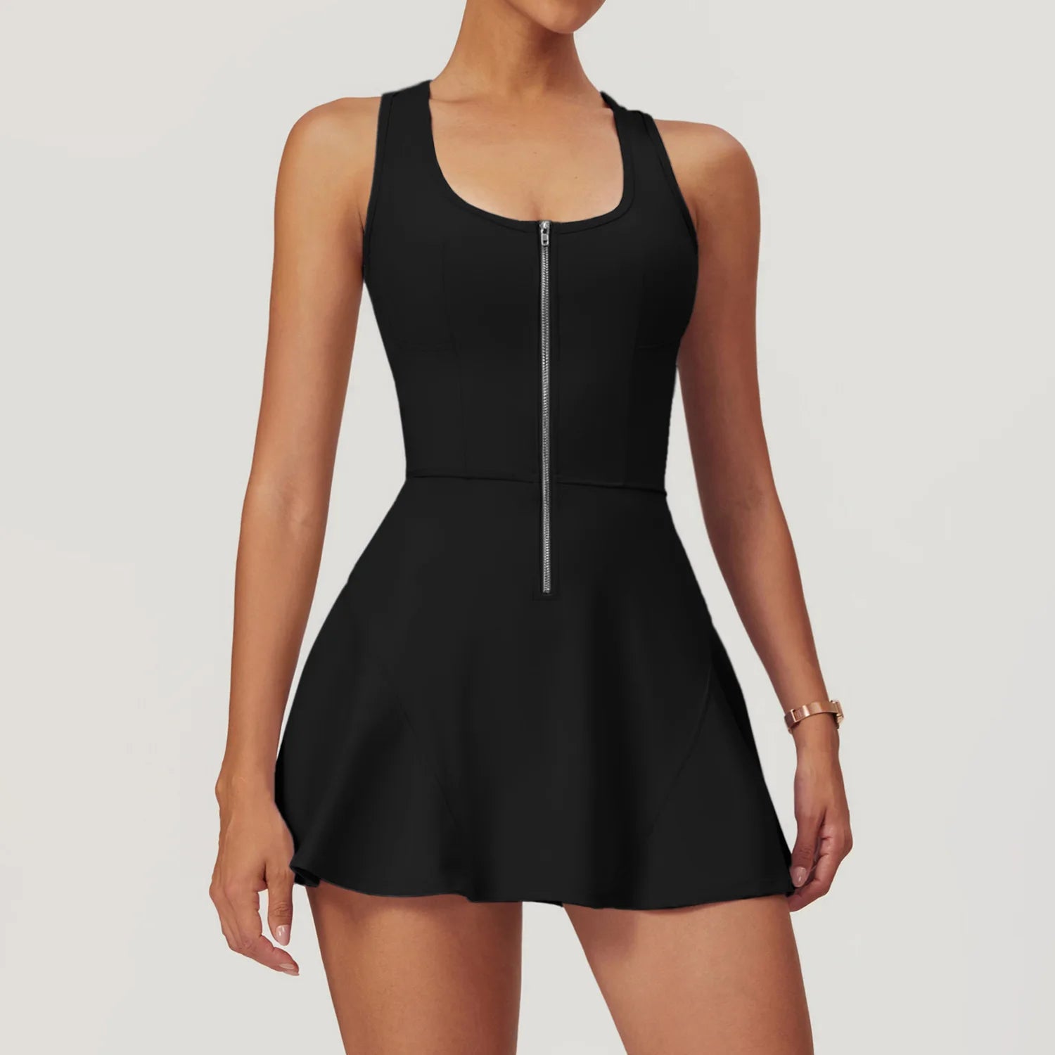 Zipper Sleeveless Yoga Bodysuit Women's Jumpsuits Skirt Yoga Set Gym Clothes Push-up Workout Tracksuit Dance Fitness Bodysuit