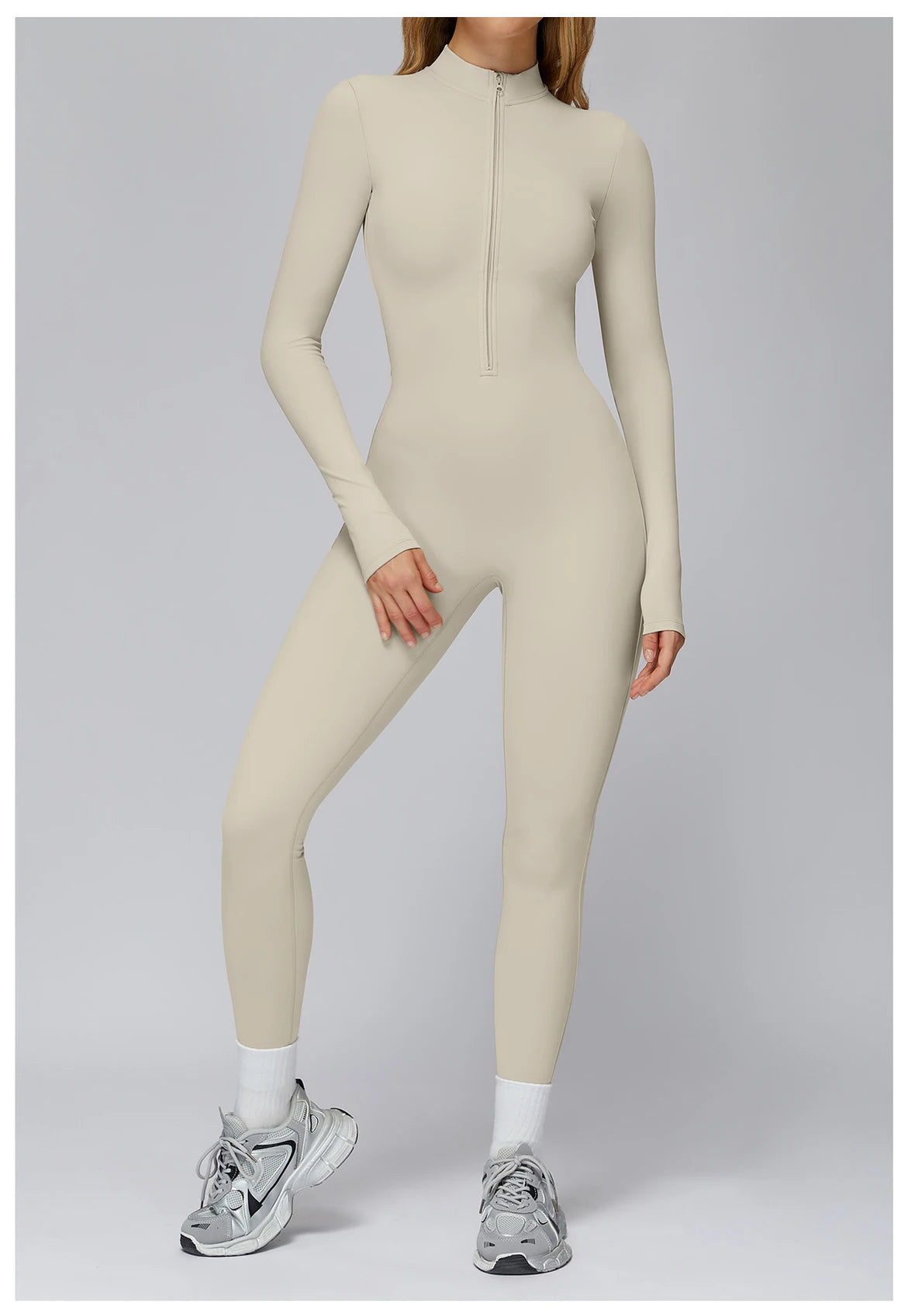 Winter Fleece Jumpsuit Women Tracksuit Yoga Set Zipper Rompers Long Sleeved Fitness Sports Bodysuit Gym Push Up Workout Clothes