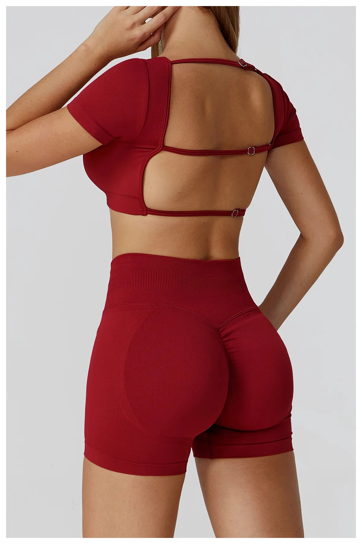 Seamless Women Yoga Top Backless Sport T Shirts Fitness Clothes Short Sleeve Yoga Shirt Gym Top Running Active Wear Sport Top