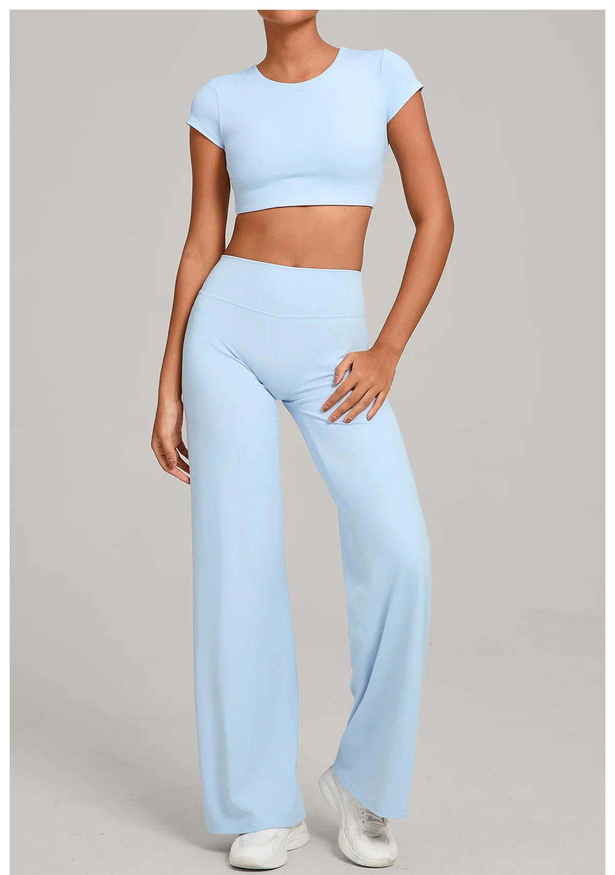 Women Tracksuit Yoga Suit 2PCS Sports Outfits Gym Set Running Workout Clothes Sports Short Sleeves Athletic Wear Yoga Clothing