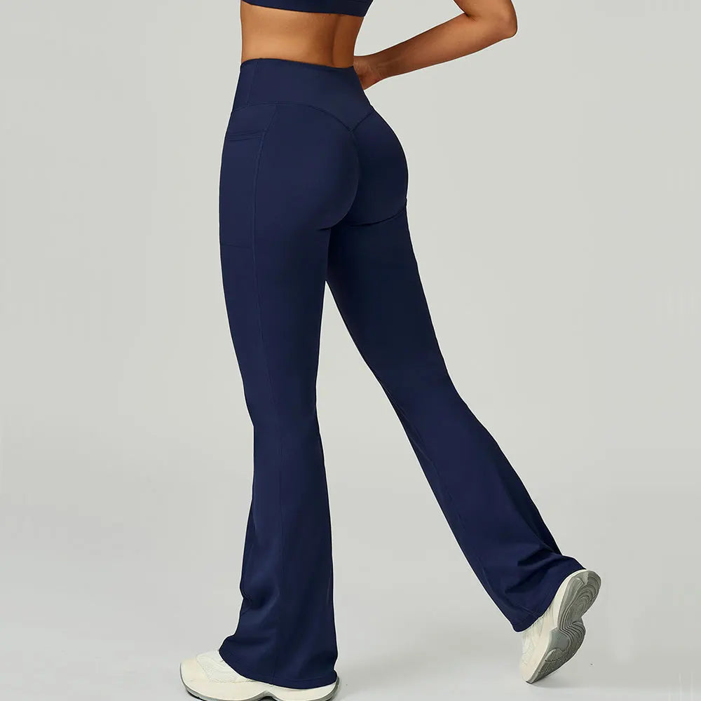 Flare Leggings Women Yoga Pants Bell-bottoms Yoga Trousers High Waist Fitness Pants Stretch Gym Casual Sports Wide Leg Pants