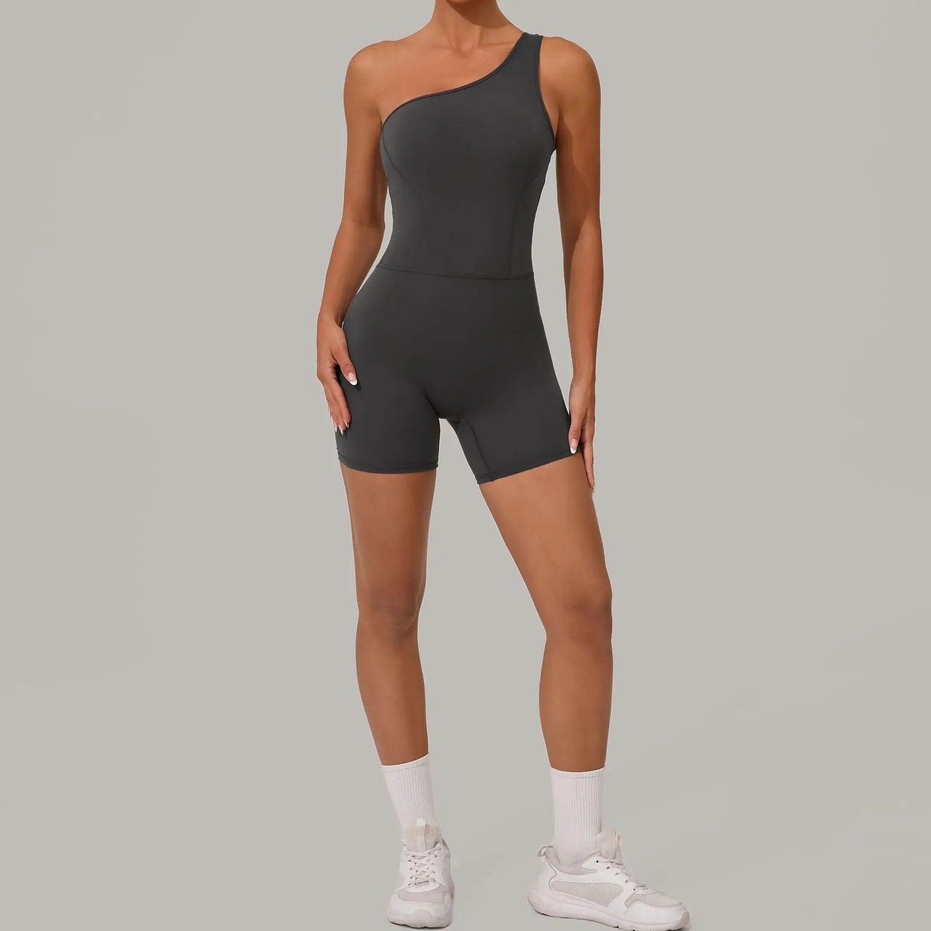 One Shoulder Jumpsuit Women's Fitness Suit Short Sets Sports Overalls for Woman Tracksuit Yoga Clothing Gym Workout Sportswear