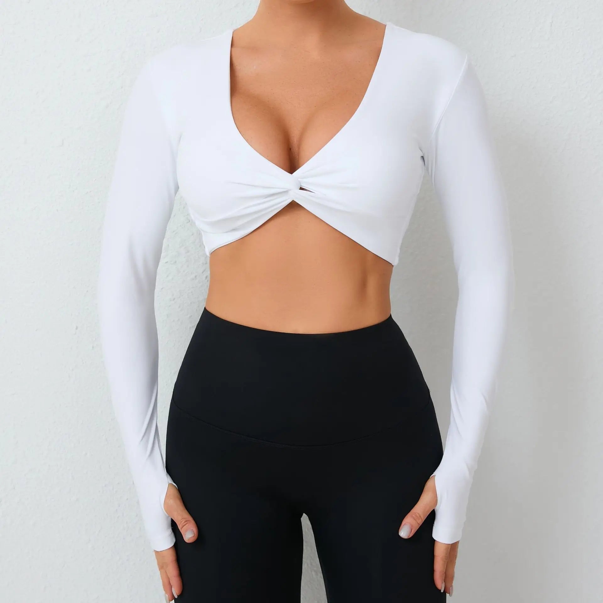 Women Yoga Shirts Crop Top Sexy Long Sleeves Shirts for Women Yoga Sports Fitness Running Gym Clothes Push Up Workout Tops