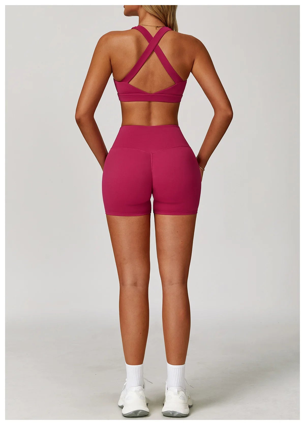 2PCS Women's Tracksuit Athletic Wear Yoga Set Workout Shorts Sportswear Gym Clothing High Waist Leggings Fitness Bra Sports Suit