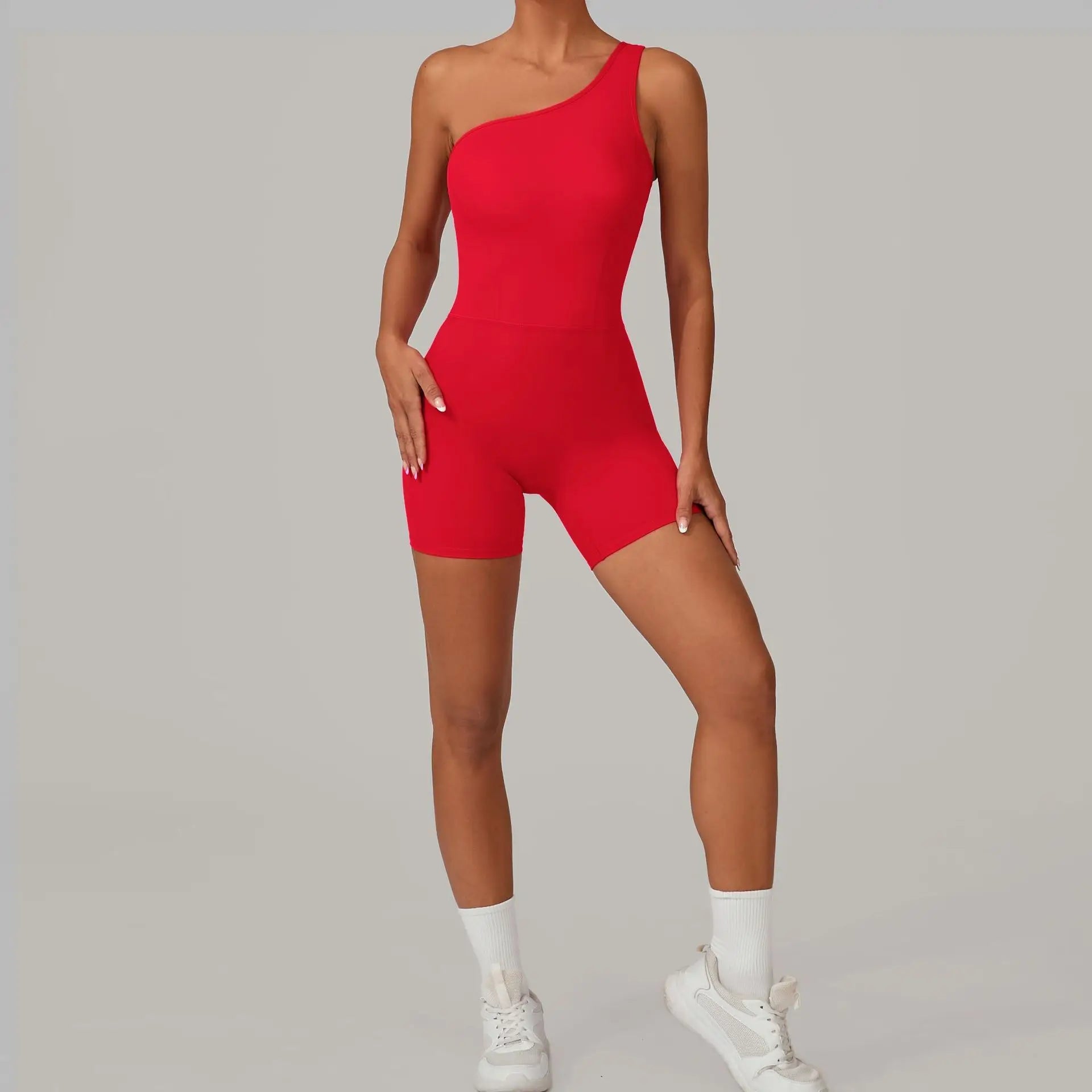 One Shoulder Jumpsuit Women's Fitness Suit Short Sets Sports Overalls for Woman Tracksuit Yoga Clothing Gym Workout Sportswear
