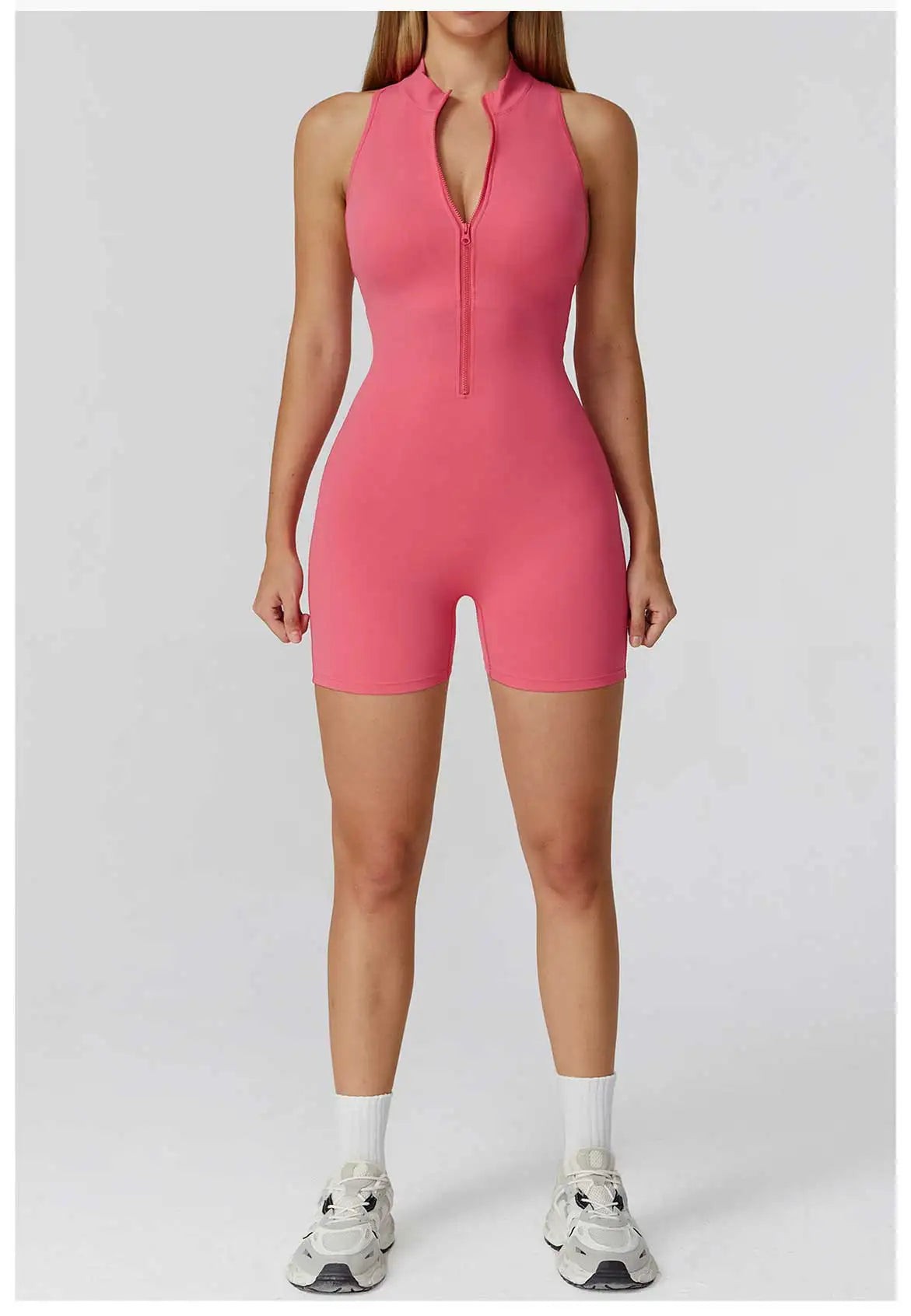 Scrunch Sports Overalls Gym Jumpsuit Women's Fitness Suit Short Sets for Woman Tracksuit Yoga Clothing Zipper Workout Sportswear