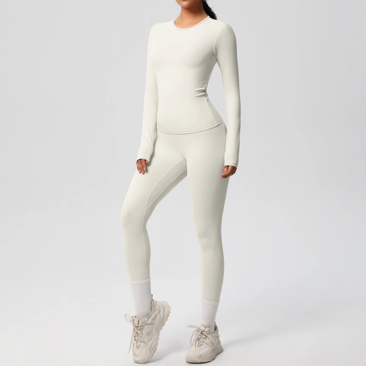 2PCS Yoga Suit Sports Set Women Sportswear Gym Set Women Tracksuit Running Workout Long Sleeve Sports Shirt Yoga Clothing