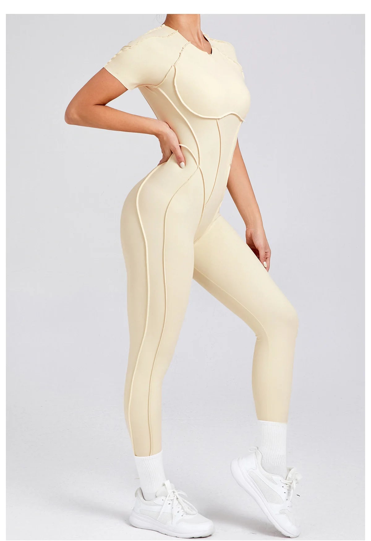 Seamless Yoga Jumpsuits Sports Fitness Hip-lifting Backless Short-sleeved One-piece Workout Rompers Gym Leggings Women Tracksuit