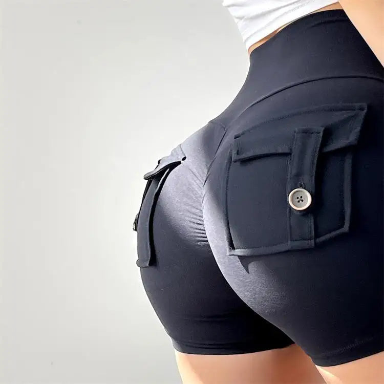 Summer Sports Shorts Pockets Women Gym Leggings Women Scrunch Butt Workout Shorts Cycling Shorts Push Up Yoga Pants Butt Shorts