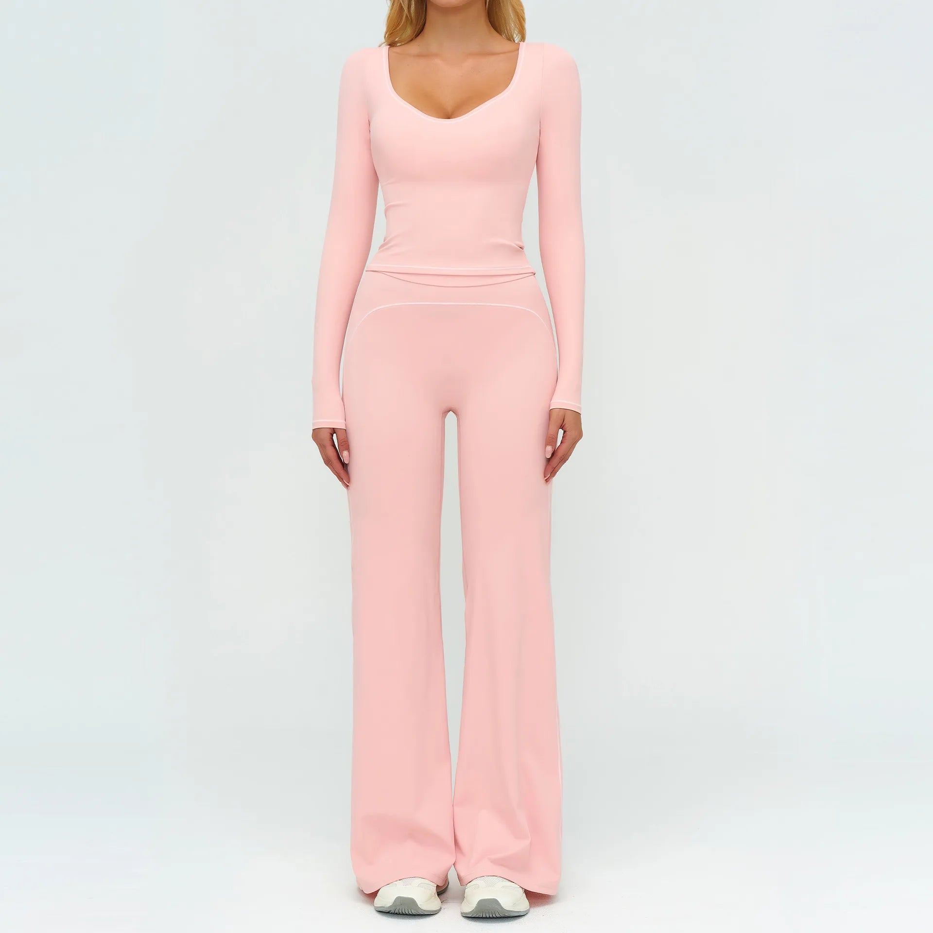 Yoga Set Women Tracksuit 2PCS Sportswear Workout Clothes Athletic Wear Gym Leggings Fitness Outfits Top Long Sleeve Sports Suits
