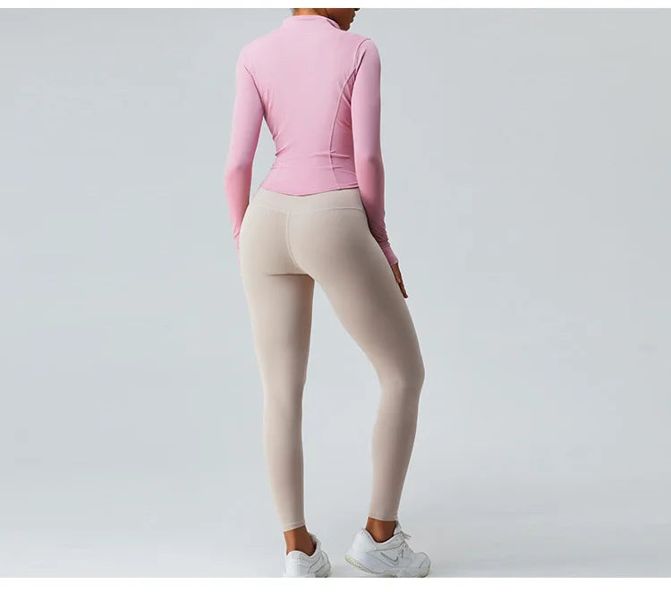 Yoga Long Sleeve Sports Jacket Women Zipper Fitness Yoga Shirt Gym Top Activewear Running Coats Workout Clothes For Cycling Tops