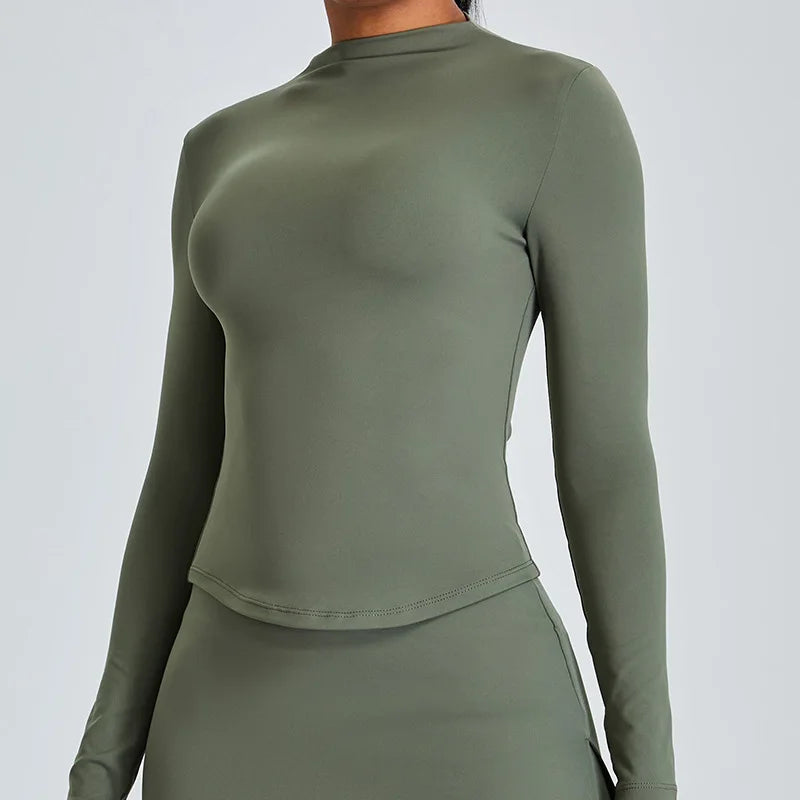 Yoga Shirts Women's Long Sleeve Top Running T-Shirt Push Up Workout Fitness Gym Sports Top Training Crop Top Solidcolor Clothes