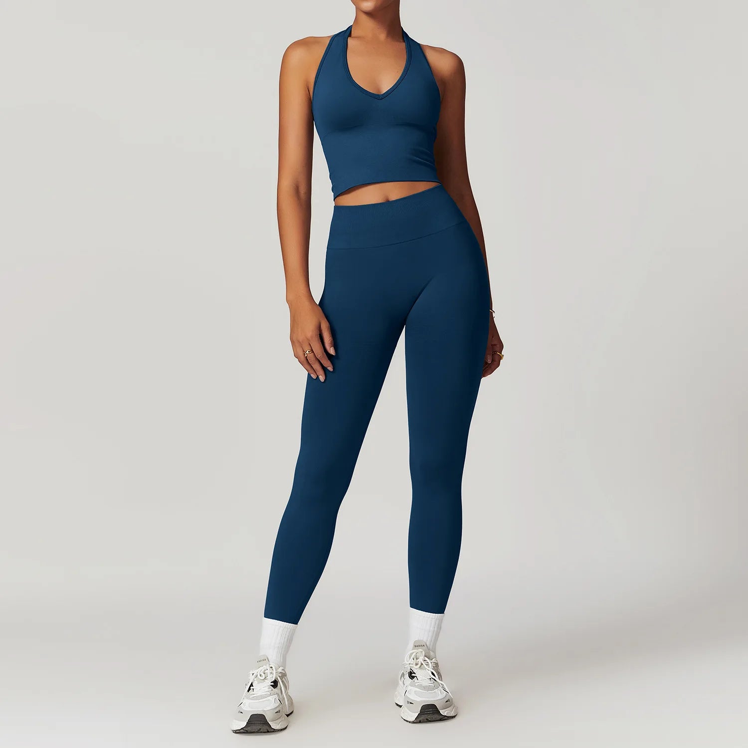 2PCS Seamless Women Tracksuit Yoga Set Workout Outfit Sportswear Gym Clothing Fitness Long Sleeve High Waist Legging Sports Suit