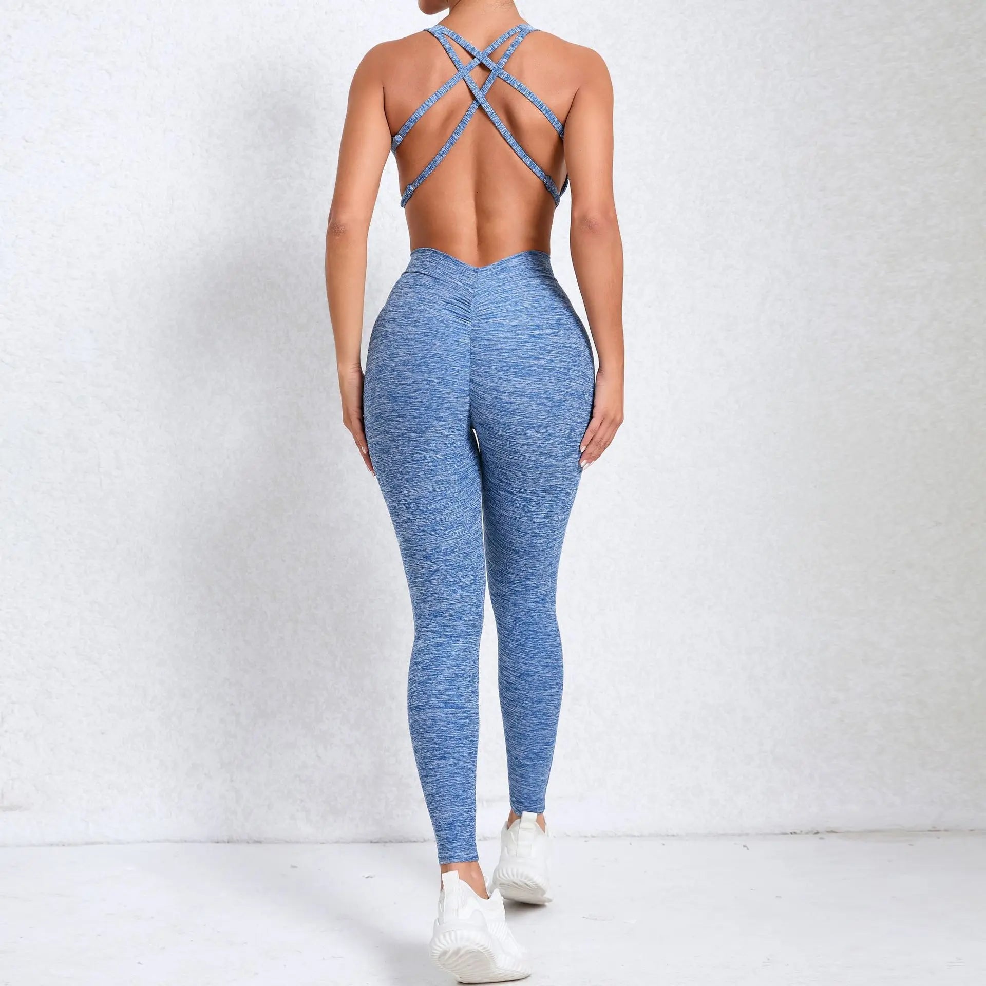 Yoga Set Jumpsuits Women Tracksuit Ribbed One Piece Fitness Rompers Sleeveless Backless Sportswear Gym Set Workout Clothes